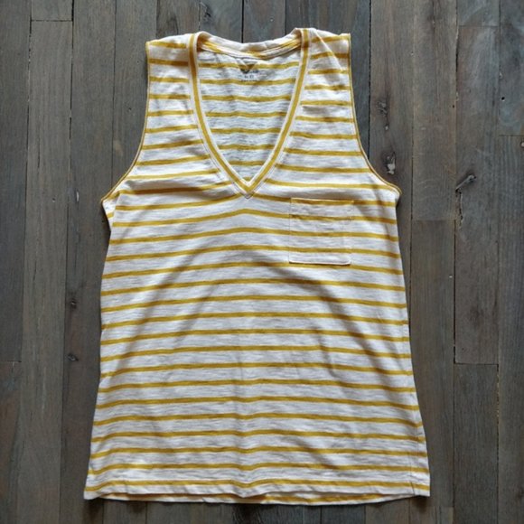 Whisper Cotton V-Neck Pocket Tank Baker Stripe XS - Picture 4 of 6